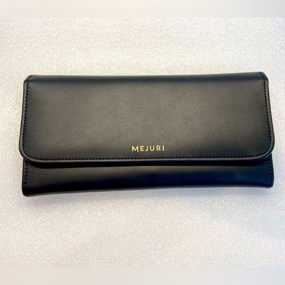 MEJURI Black Leather Travel Jewelry Pouch